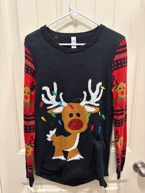 No Boundaries Black Red Reindeer Christmas Sweater